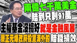 動用央行外匯存款萬萬不可?! 主權基金沒搞好就是金融風暴 蔡正元大爆綠政府投資海外基金"賠錢績效"