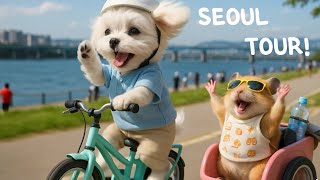 「テオとヒューゴの癒しのソウル旅 | マルチーズの子犬とハムスターの韓国探検」
