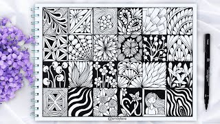 24 Beautiful Zentangle Pattern For Beginners |Zentangle Art |Doodle Art | Zen-doodle