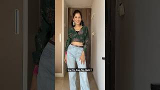 Scarf to Crop Top Hack🖤#hacks #fashion #fashionhacks #stylinghacks #style #diy #youtubeshorts