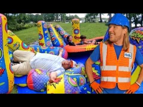 Benji and Handyman Hal have fun at Summer Camp | Summer Camp Slip n Slide