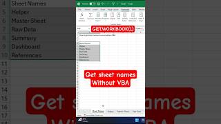 How to get Sheet names in #excel without using #VBA with simple formula
