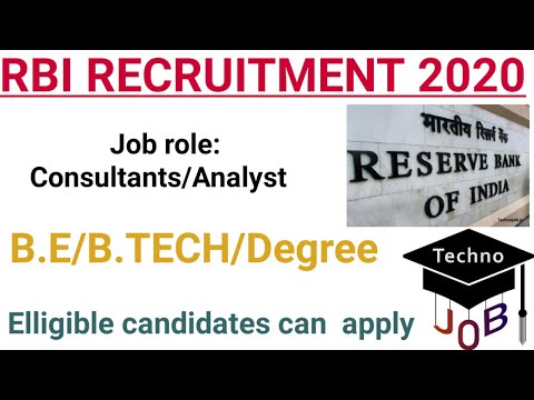 RBI Recruitment 2020 for Consultants/Analyst | 39 Posts | Apply Online