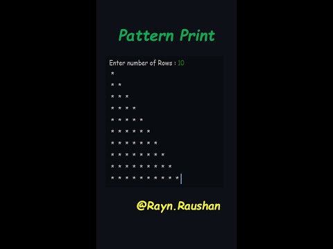 Right Angle Triangle Pattern 01 Print || JAVA || @Rayn.Raushan || #shorts