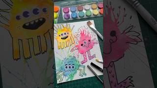 👹 silly watercolor MONSTER craft to do with your kids #timelapseart #artproject #kidscraft 👹