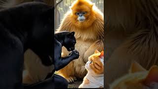 Cat with Monkey and Black Tiger Animation cartoons video #cat #haxorianstories #funny #cartoons