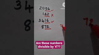 Divisibility test for 4 with examples #easymaths #maths #mathbook #mathstricks #mathshorts