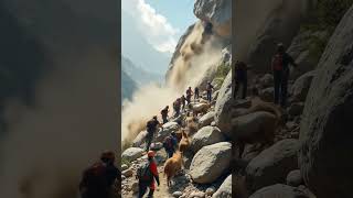 “Rockslide Chaos: Team and Goats Nearly Crushed!”#shortvideo