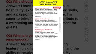 Hotel Manager Interview Questions and Answers | Hotel Manager Job Interview