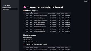 Streamlit Dashboard for Customer Segmentation