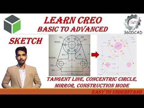Creo Sketch | Step-by-Step Practical Guide | Circle, Tangent line, Mirror, Delete Segment | In Hindi