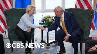 Trump meets with European Commission president in Scotland | full video