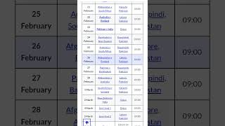 ICC CHAMPION TROPHY 2025 SCHEDULE