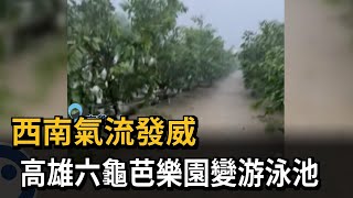 西南氣流發威　高雄六龜芭樂園變游泳池－民視新聞