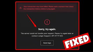 How To Fix API HTTP 503 Error With CARDANO In Ledger Live