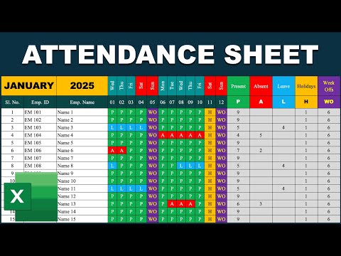 Attendance Sheet in Excel / Attendance Sheet / Excel