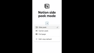 Notion Side Peek mode/Switch peek mode! #shorts
