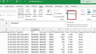 Focus Cell in Excel