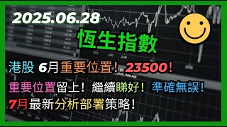 交易策略：恆生指數 港股 6日重要位置留上！繼續睇好！準確無誤！7月最新分析部署策略！2025.06.28 HangSeng Analysis