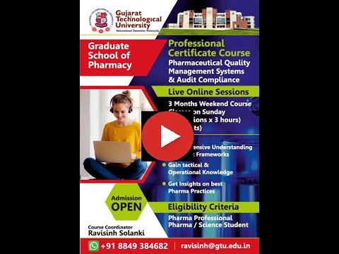 Professional Certificate Course: Pharmaceutical Quality Management System and Audit Compliance