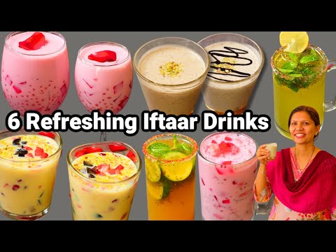 6 Refreshing Iftaar Drinks Recipe | 6 quick and easy Iftaar drinks | 6 summer drinks recipe by Ka...