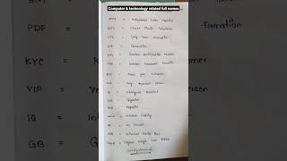 computer and technology related || important full form #shorts #knowledge