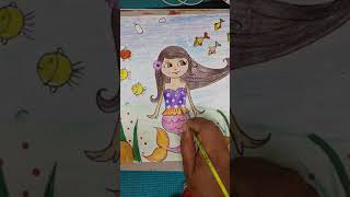Step by step tutorial for Drawing of Mermaid