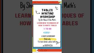 #easytrick #tables #mathstables #maths    3days tables writing Workshop