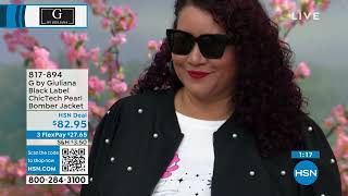 G by Giuliana Black Label ChicTech Pearl Bomber Jacket