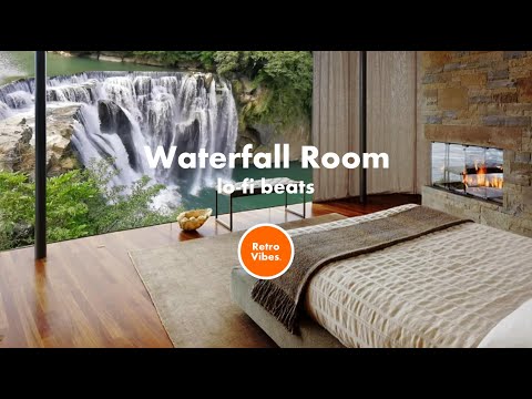 sad lofi beats - beats to relax/study to - sleeping waterfall sounds - luxury living room apartment