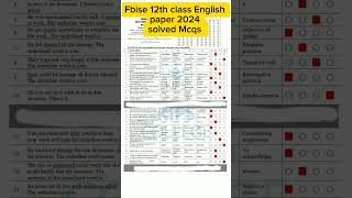 federal board solved Mcqs 12th class English paper 2024 #short #shorts #fbise