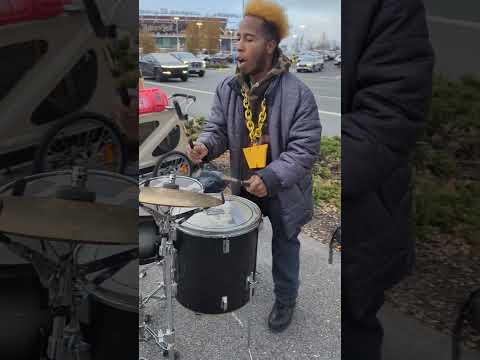 #drummer is #busking on the way from #foodballgame