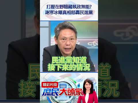 打壓在野隱藏執政無能？　謝寒冰曝真相怒轟民進黨 @庶民大頭家 #shorts #關稅 #罷免 #民進黨 #謝寒冰