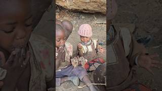 This two little kids love each other sharing baboon intestine #africa #food #shorts #trending #fyp