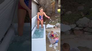 Hermione goes “YES YOU CAN MOM!”🤭 #icebath #kids #funny #icequeen #coldplunge #siblings #shorts