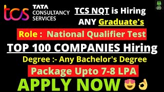 TCS NQT | TCS NQT Recruitment | Any Graduate's | NQT | TCS NQT Hiring 2022 | Apply Now