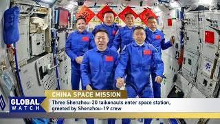 The three taikonauts aboard China's Shenzhou-20 spaceship have entered the Tiangong space station