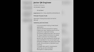 Junior QA Engineer#getemployed #experienced #youtubeshorts #junior#qaengineer #softwaretestingjobs