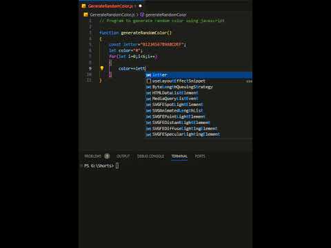 Generate Random Color in Javascript #python #youtubeshorts #javascript