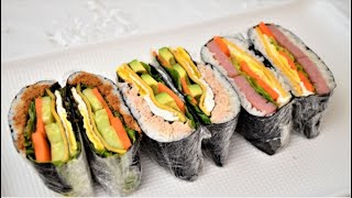 海苔包饭、紫菜包饭！简单的便当盒 | Sushi Sandwich | Folded Kimbap | Easy Bento Box Lunch