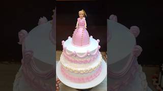how to make 2 tier Barbie doll cake with whipped cream #barbie #doll #dollcake #barbiedoll #cake