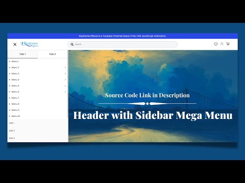 Responsive Header with Sidebar Mega Menu Using HTML CSS & JavaScript