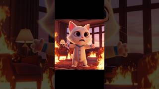 Dad Cat Rescue Cute Kitten Trapped in Fire…🔥#cat #kitten #meow #shorts