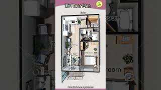 Update: 3D Floor Plan, Interior Design, 1 BHK Home Design Idea, Layout, #animation #floorplan