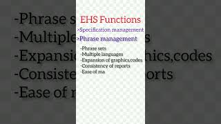 SAP EHS (environmental health and safety)training |  EHS functions