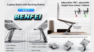 Benfei 6in1Laptop Stand w/HDMI,USB-C/A Docking Station