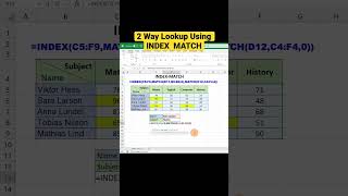2 Way Lookup Using INDEX MATCH in Excel #shorts