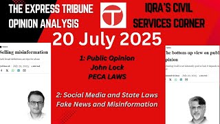 Express Tribune Opinion Analysis| Public Opinion| PECA Laws | Fake News & Misinformation |Cyber Laws