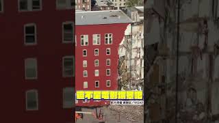 美6層樓公寓中間坍塌　目擊者驚聲尖叫｜TVBS新聞 #shorts