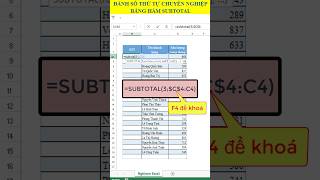 Cách dùng hàm #Subtotal đánh số thứ tự part 2 | #Excel | #meoexcel |#exceltips